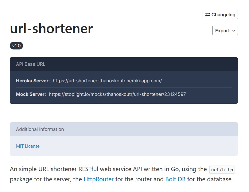 A simple URL shortener RESTful API written in Go