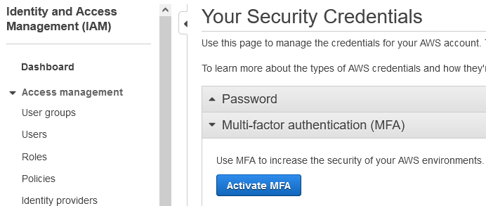 aws ima activate mfa